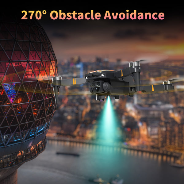 TT19 Mini Drone with 4K Camera, 270° Obstacle Avoidance, Brushless Motor, Foldable Quadcopter for Kids & Beginners, Level 3 Wind Resistance, Great Gift Toy – Orange
