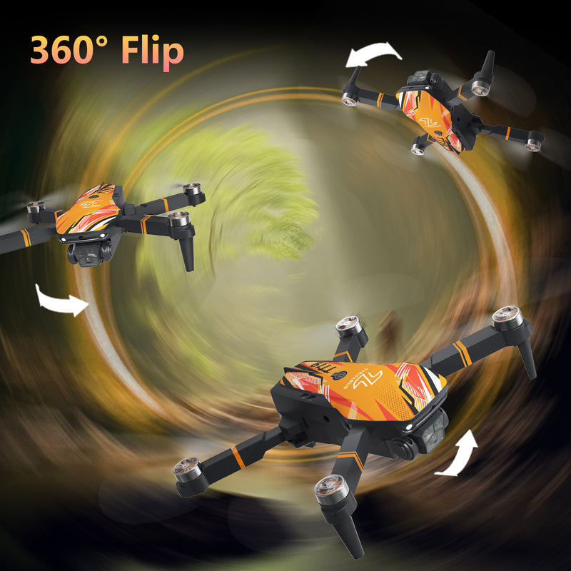 TT19 Mini Drone with 4K Camera, 270° Obstacle Avoidance, Brushless Motor, Foldable Quadcopter for Kids & Beginners, Level 3 Wind Resistance, Great Gift Toy – Orange