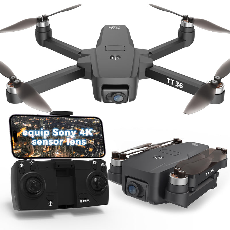 TT36 Drone with 4K Camera, SD Card with Brushless Motors Drones with Camera for Adults 4K, Optical Streaming Positioning, 5G WiFi Transmission, GPS Drones Follow Me, IDEA36, TTROARDS