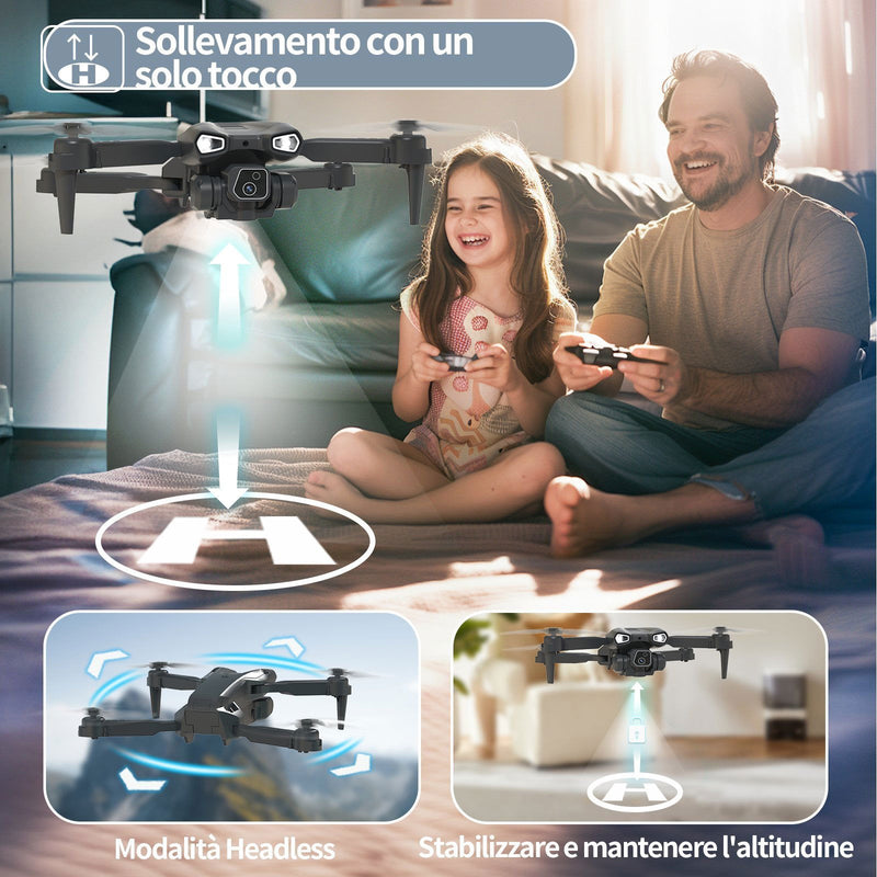 LE-IDEA IDEA12 Mini Drone with Camera for kids gifts Drones for adults 1080P HD RC Quadcopters with Optical Flow Positioning rc helicopter drone for Beginners,Drone for kids daul Camera 2 Batteries - - 