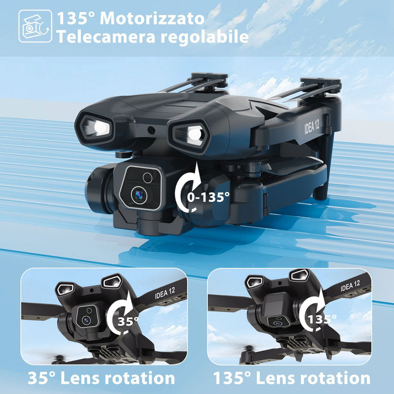Dron Plegable LE-IDEA Con Cámara 1080P - Doble Cámara, Posicionamiento Flujo óptico, Modo Sin Cabeza, Ideal Principiantes