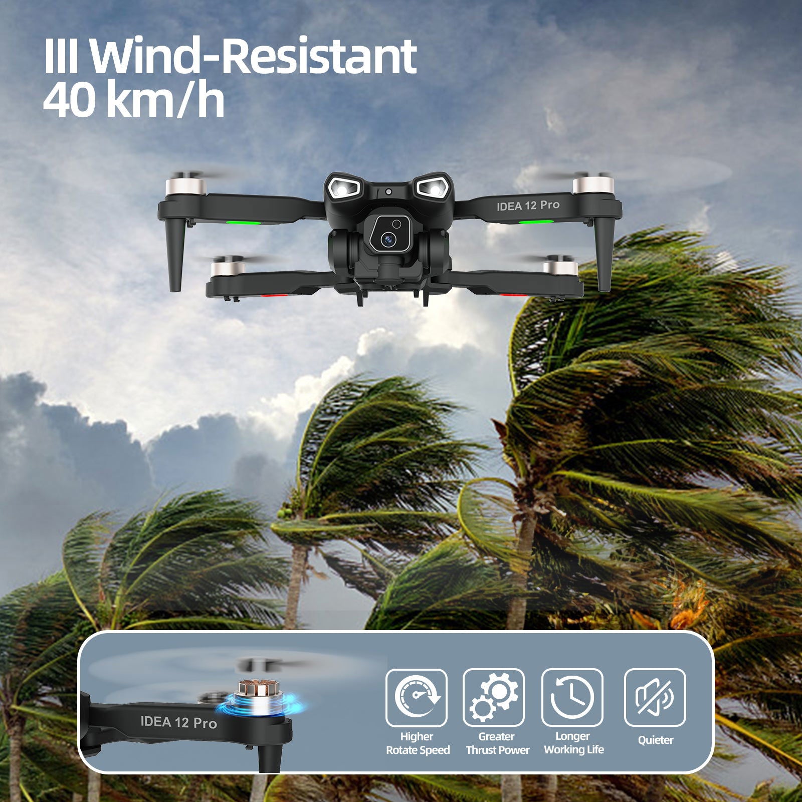 Mini Drone Avec Caméra 1080P LE-IDEA12 – Pliable, Évitement 270°, Positionnement Optique, WiFi FPV, Idéal Débutants & Adultes (Bleu)