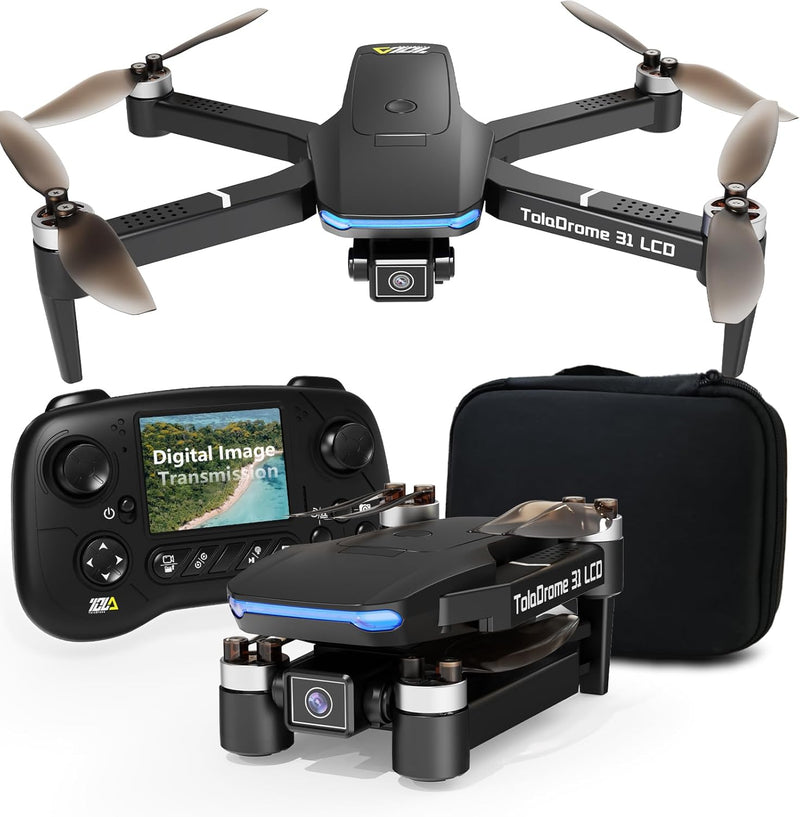 Toladrone TD31 LCD Drone with Camera for Adults – Brushless Motor FPV Drone with LCD Screen, Professional Camera Drone for Beginners and Adults - - 